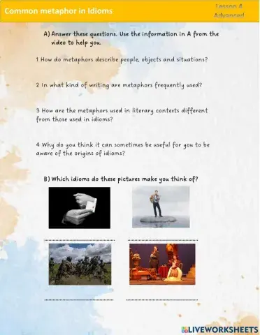 Common metaphors in Idioms