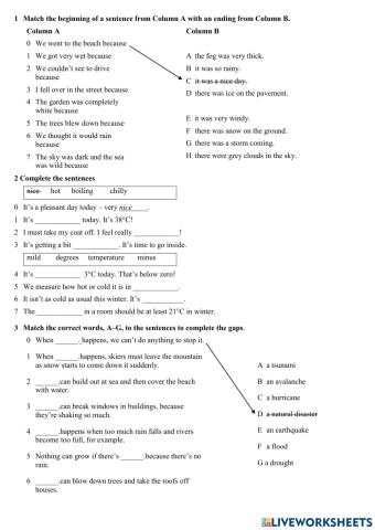 Weather and natural disasters