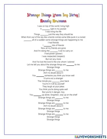 Strange Things From Toy Story - Lyrics