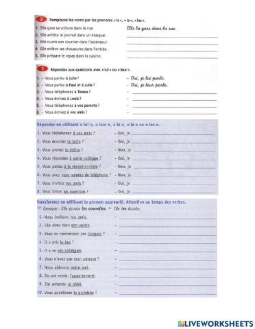 Les pronoms COD et COI