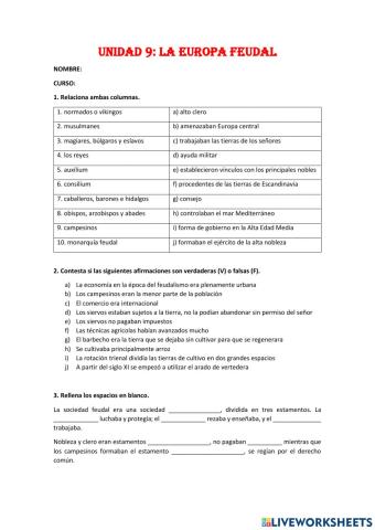 unidad 9: La Europa feudal