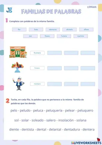 Lengua 2º Gramática Familias de palabras