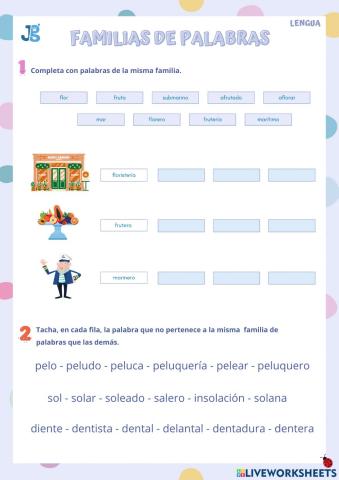 Lengua 2º Gramática Familias de palabras