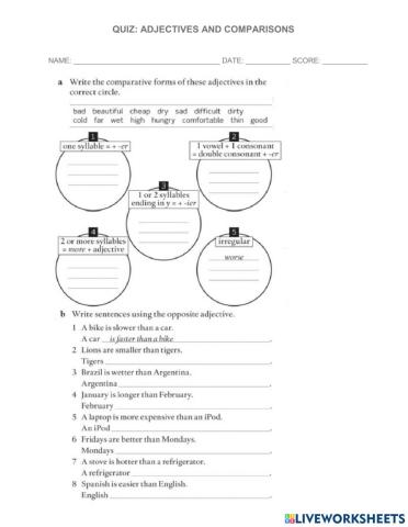 Comparative adjectives quiz