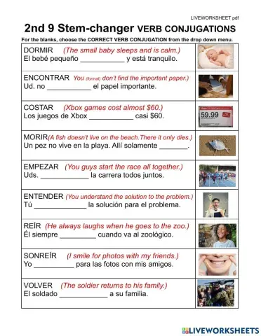 2nd 9 stem-changers in sentences