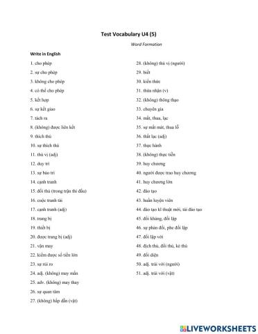 Test Vocabulary U4 (5)