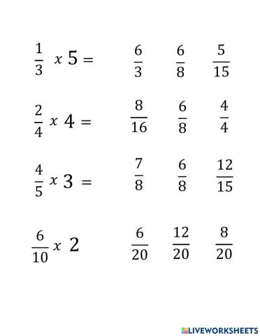 Multiplying Fractions with Whole Numbers