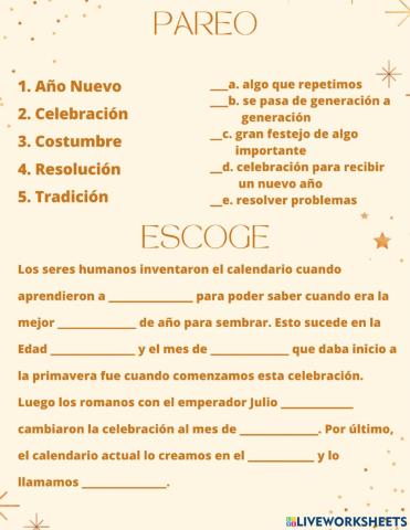 Pareo y escoge Año Nuevo