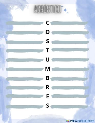 Acróstico Costumbres