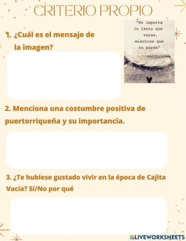 Criterio Propio Costumbres y Tradiciones