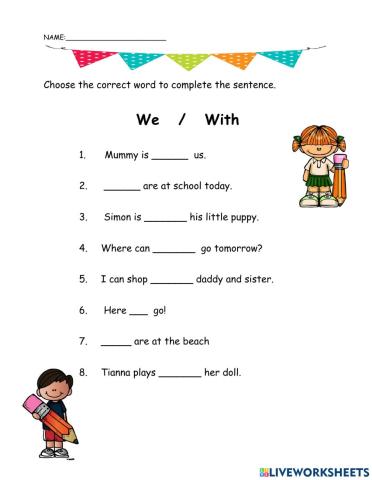 Sight Words we - with