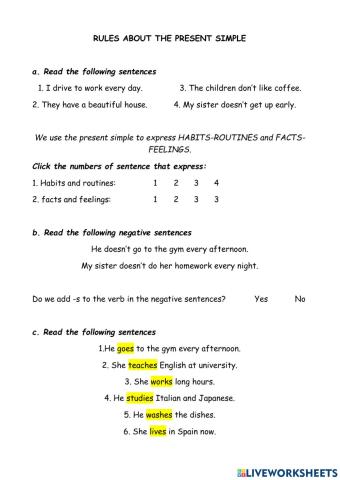 Discovery activity Present simple