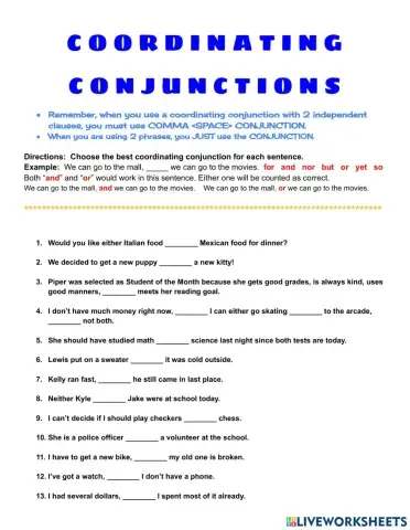 Coordinating Conjunctions