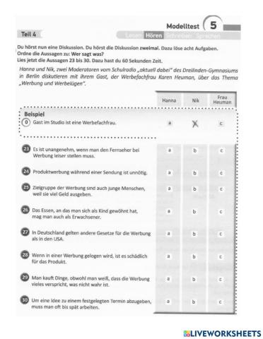 B1 PV Projekt B1 M5T4 Hören