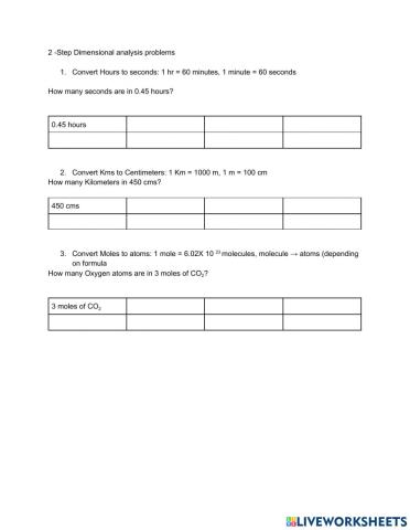 2 Step Dimensional analysis Problems