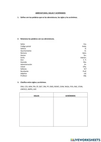 Abreviaturas, siglas y acrónimos