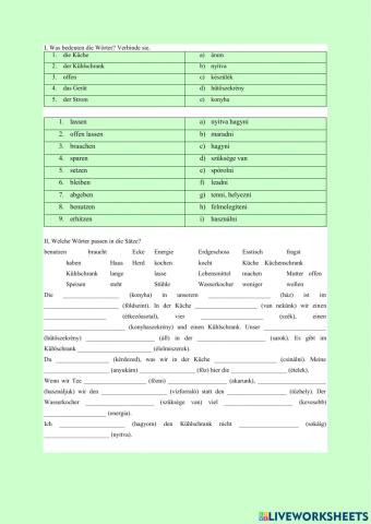 Umweltschutz in der Küche - Deutsch- Ung