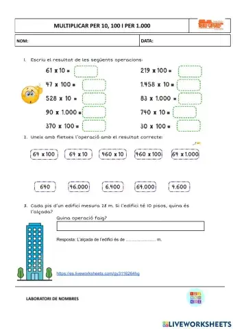Multiplicar per 10, 100 i 1000