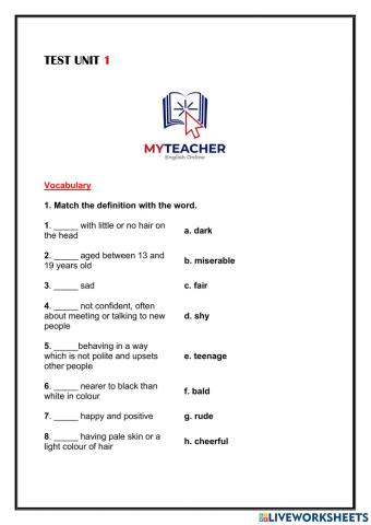 Test unit 1 teens B1
