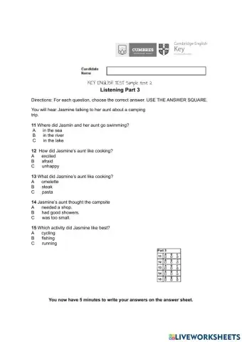 KET Listening part 3