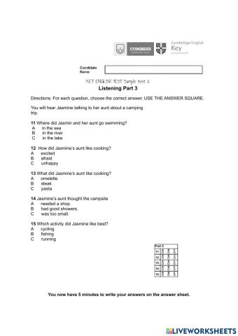 KET Listening part 3