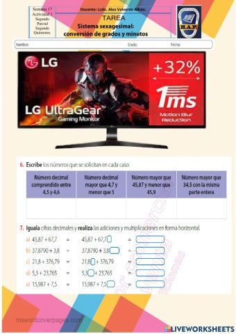 Sistema sexagesimal: TEMA 4 conversión de grados y minutos