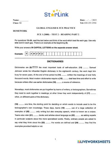 Foreign teacher-S8-Tet Holiday-FCE Practice