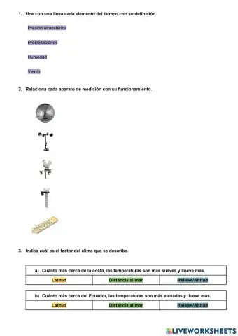 Cuestionario: Tiempo y Clima