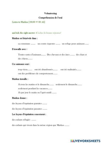 Volunteering - listening test