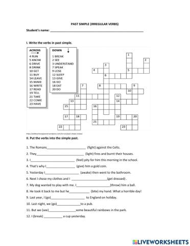Vocabulary: irregular verbs