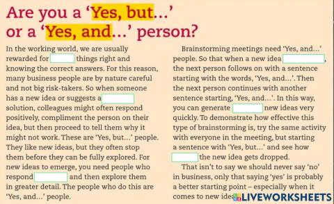 Yes and people VS Yes but people