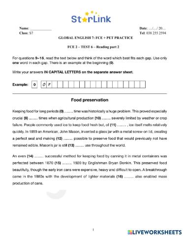 Viet teacher-S7-Tet Holiday-FCE + PET PRACTICE