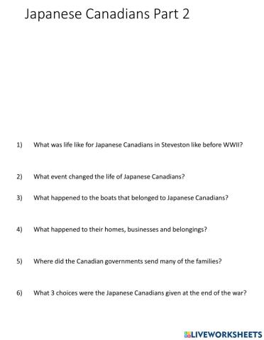 Japanese Canadians part 2