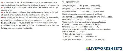 Preposition practice