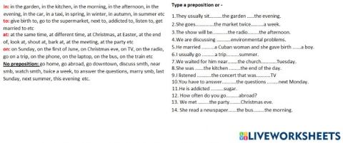 Preposition practice