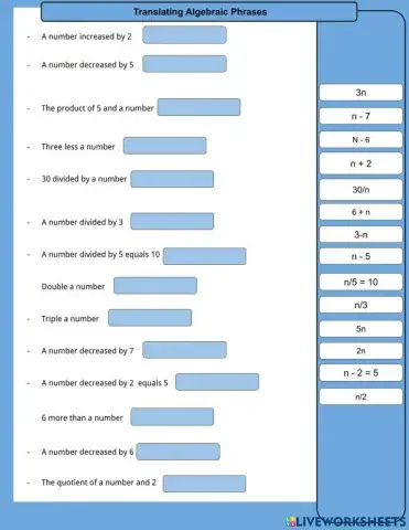 Translating Algebraic sentences
