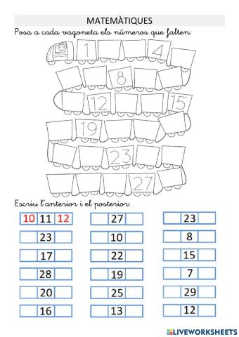Activitats avaluatives numeració fins el 30