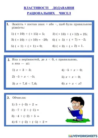 Властивості додавання раціональних чисел