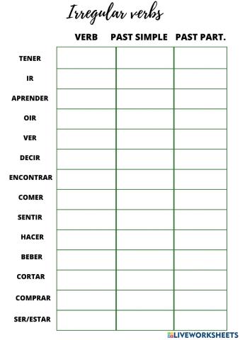 Irregular verbs
