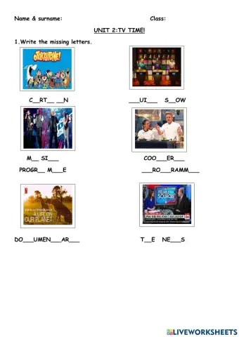 Unit 2: tv time
