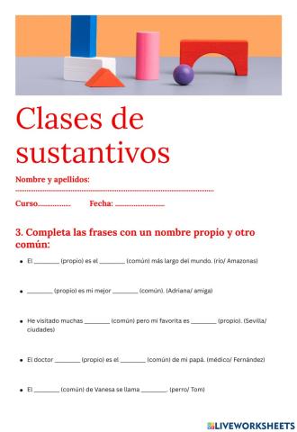 Clase de sustantivos