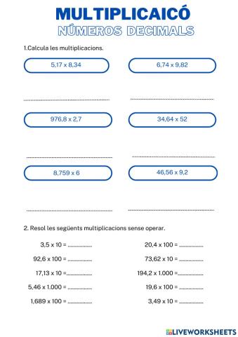 Multiplicació amb decimals