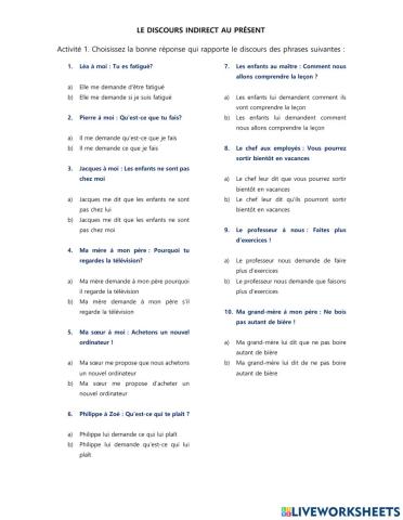 Discours indirect au présent