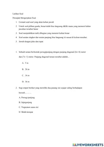 Latian soal bangun datar
