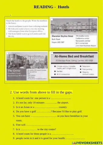 Reading about hotel services