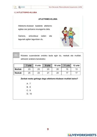 Atletismo-Supermerkatua matematika