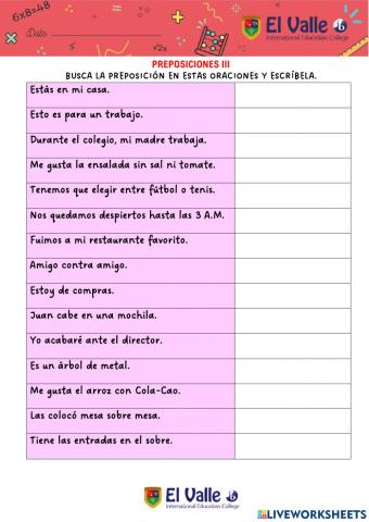 Preposiciones III