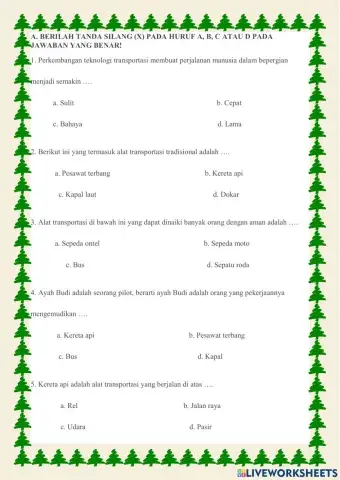 Latihan kelas 3 tema 7 perkembangan transportasi