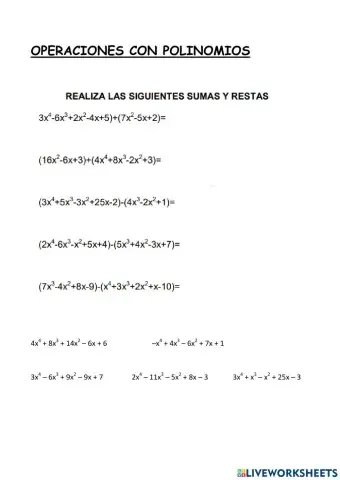 Suma y resta de polinomios