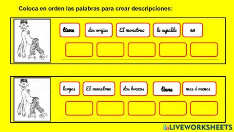 Ordena palabras para describir un monstruo